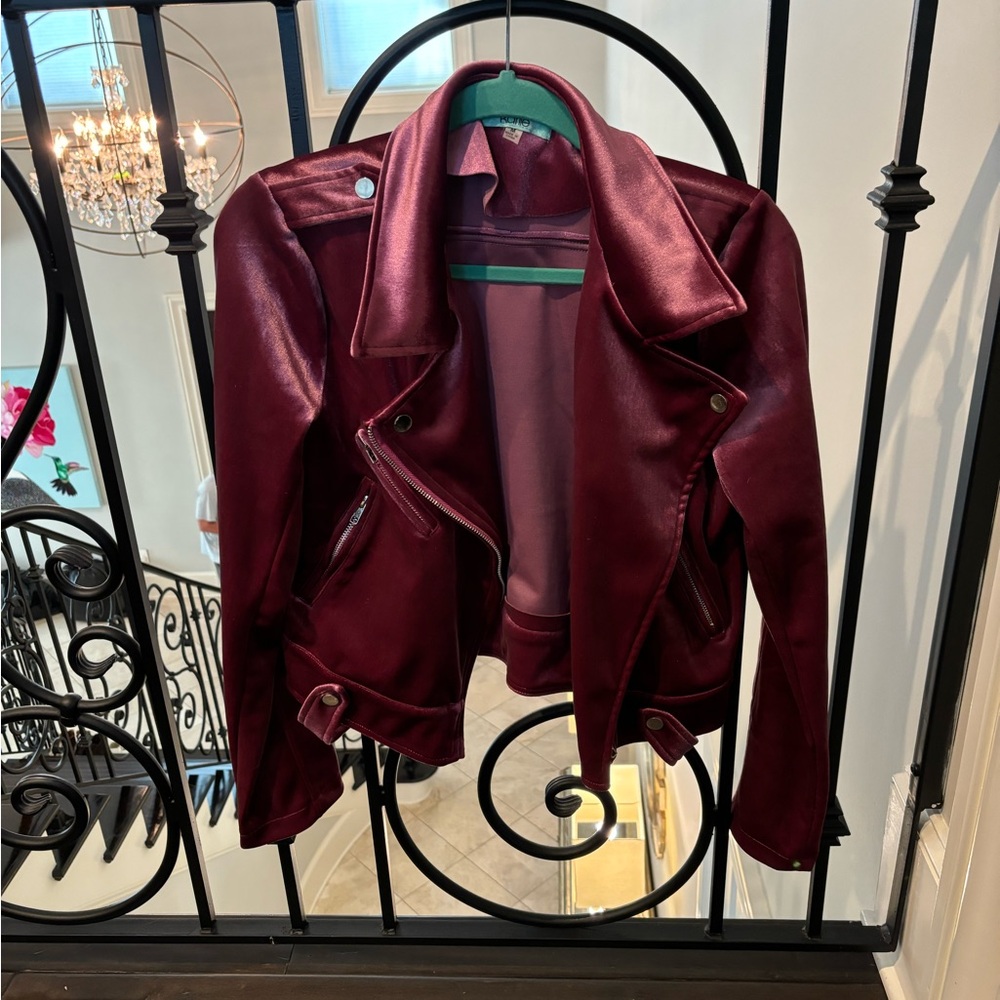 Women's Karlie Burgundy/Maroon Velvet Jacket
